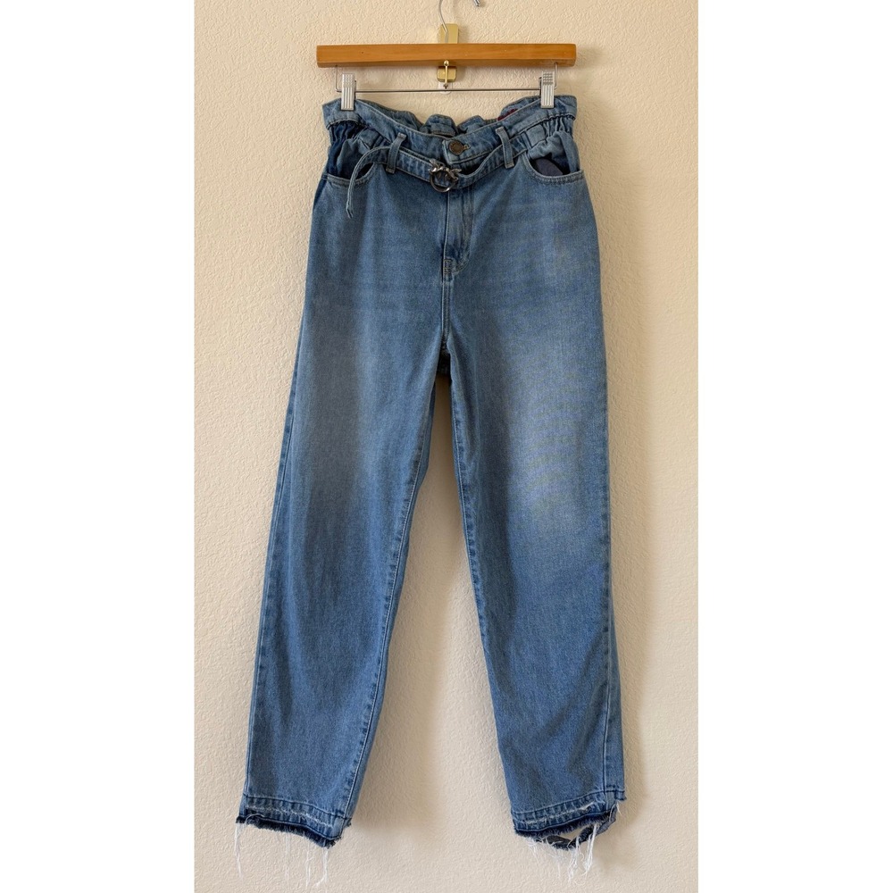 Pinko Flexi Maddie 5 Mom Denim Vintage Jeans Blue Paperbag Waist Size 29 Y2K - Picture 2 of 10